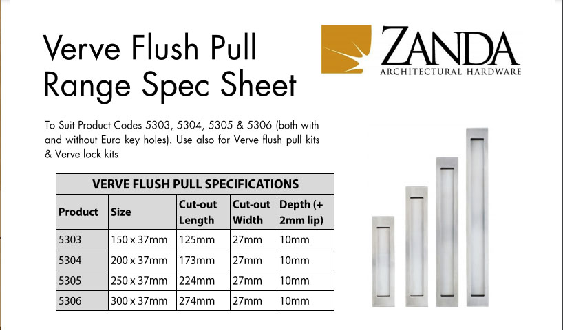 Verve Flush Pull Range Specs