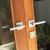 Quantum Entrance Door handle on wooden door